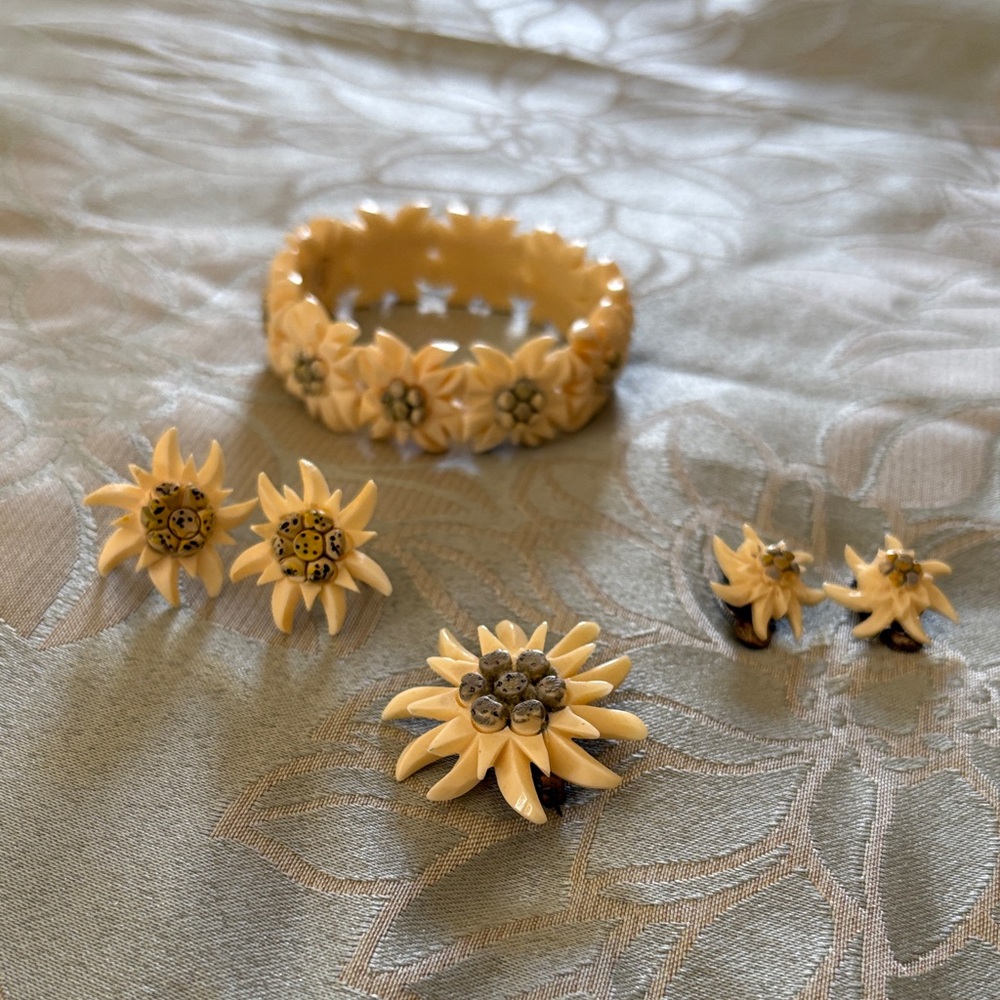 Vintage faux ivory jewelry collection
